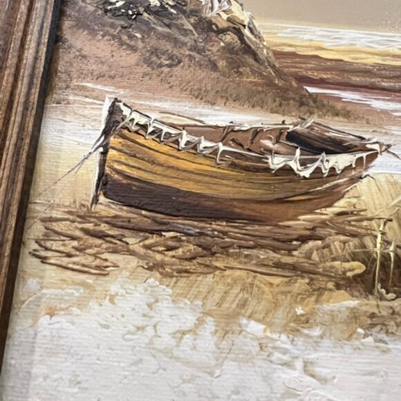 🎉SALE🎉 Framed Oil Painting Coastal Lighthouse‎ Seascape Beach Scene Signed - Picture 6 of 11